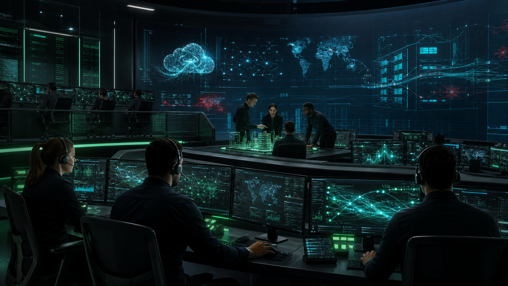 Dedicated SOC analyst team monitoring enterprise infrastructure